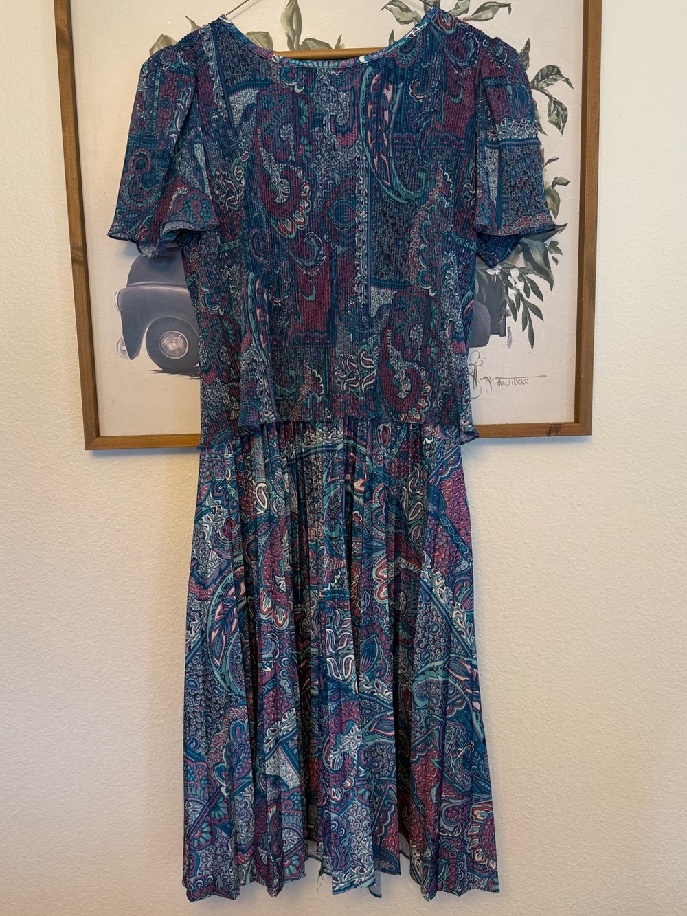 Boho Paisley Midi Dress in Teal and Purple